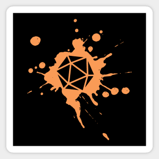 Orange 20 Sided Dice Paint Splatter Spraypaint Dungeons Crawler and Dragons Slayer Tabletop RPG Addict Sticker